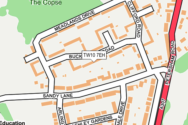TW10 7EH map - OS OpenMap – Local (Ordnance Survey)