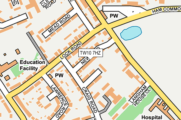 TW10 7HZ map - OS OpenMap – Local (Ordnance Survey)