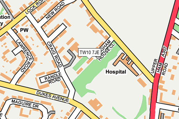 TW10 7JE map - OS OpenMap – Local (Ordnance Survey)