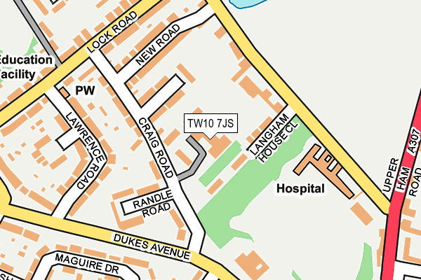 TW10 7JS map - OS OpenMap – Local (Ordnance Survey)