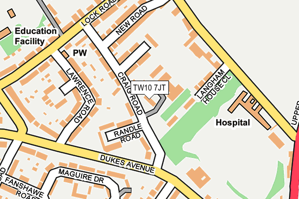 TW10 7JT map - OS OpenMap – Local (Ordnance Survey)