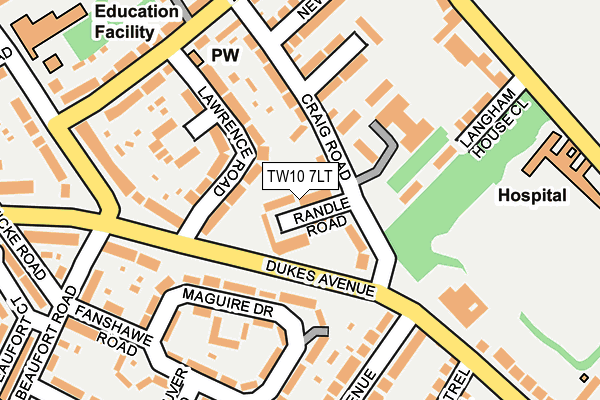 TW10 7LT map - OS OpenMap – Local (Ordnance Survey)