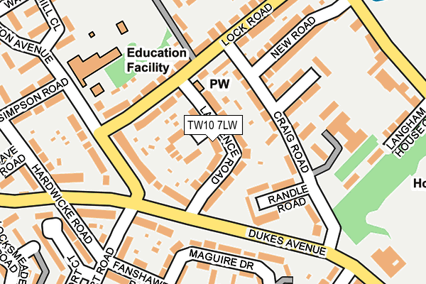 TW10 7LW map - OS OpenMap – Local (Ordnance Survey)