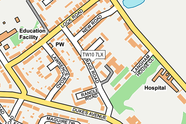 TW10 7LX map - OS OpenMap – Local (Ordnance Survey)