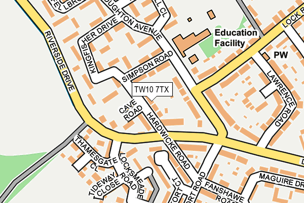 TW10 7TX map - OS OpenMap – Local (Ordnance Survey)
