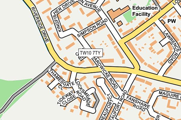 TW10 7TY map - OS OpenMap – Local (Ordnance Survey)