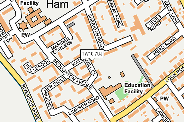 TW10 7UJ map - OS OpenMap – Local (Ordnance Survey)
