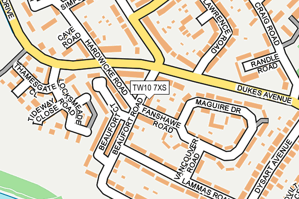 TW10 7XS map - OS OpenMap – Local (Ordnance Survey)