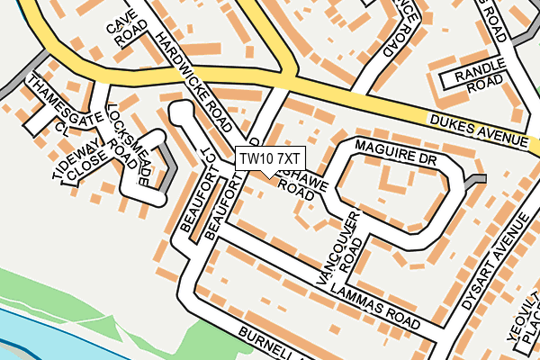 TW10 7XT map - OS OpenMap – Local (Ordnance Survey)