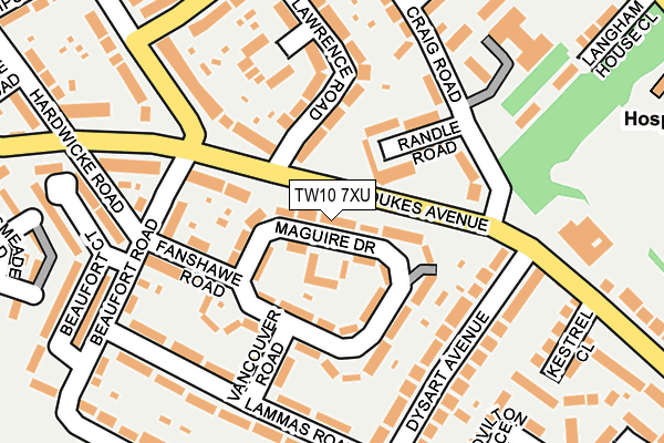 TW10 7XU map - OS OpenMap – Local (Ordnance Survey)