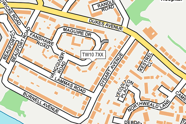 TW10 7XX map - OS OpenMap – Local (Ordnance Survey)