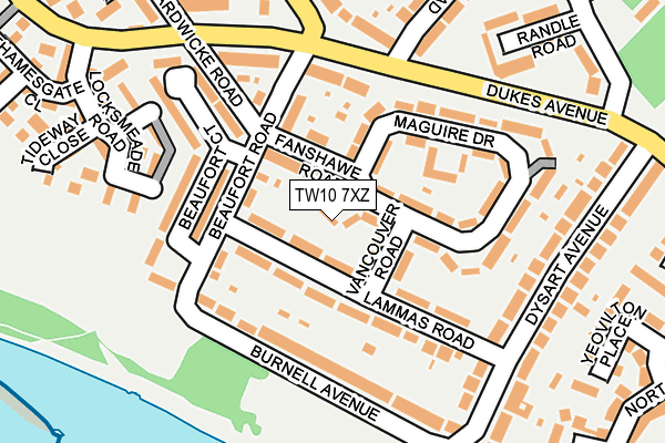 TW10 7XZ map - OS OpenMap – Local (Ordnance Survey)