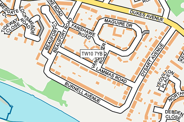 TW10 7YB map - OS OpenMap – Local (Ordnance Survey)
