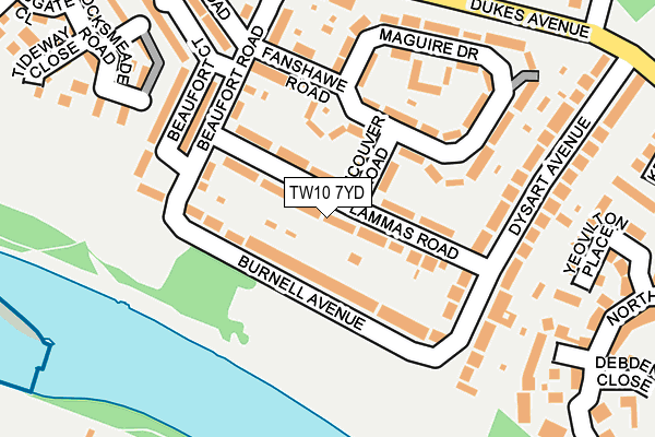 TW10 7YD map - OS OpenMap – Local (Ordnance Survey)