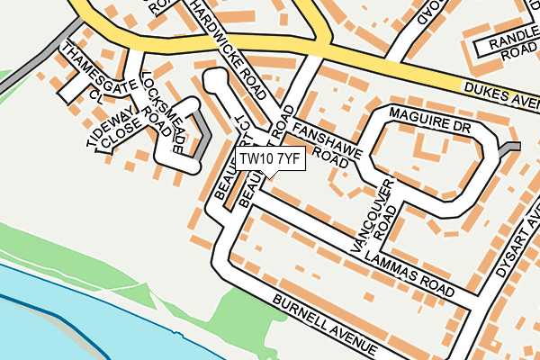 TW10 7YF map - OS OpenMap – Local (Ordnance Survey)