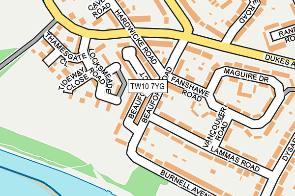TW10 7YG map - OS OpenMap – Local (Ordnance Survey)