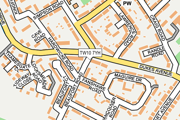 TW10 7YH map - OS OpenMap – Local (Ordnance Survey)
