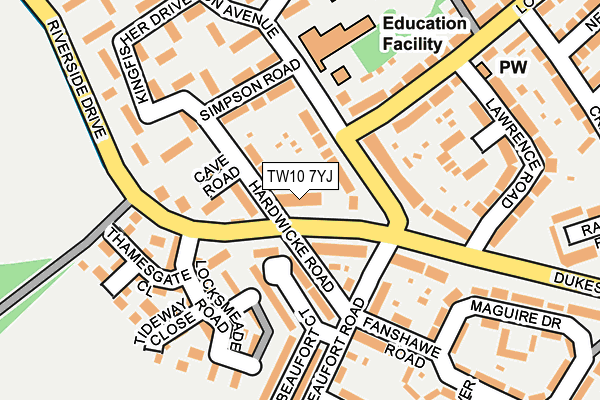 TW10 7YJ map - OS OpenMap – Local (Ordnance Survey)