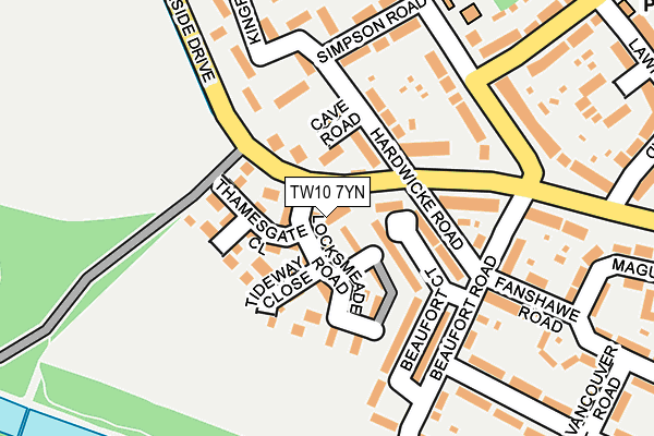 TW10 7YN map - OS OpenMap – Local (Ordnance Survey)