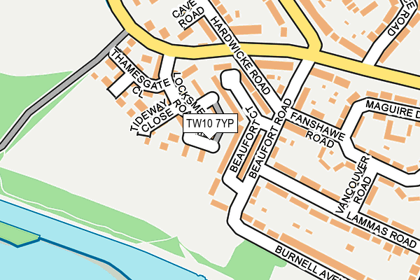 TW10 7YP map - OS OpenMap – Local (Ordnance Survey)