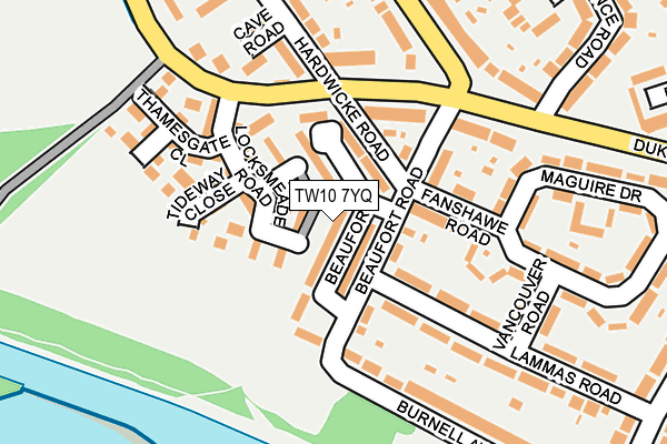 TW10 7YQ map - OS OpenMap – Local (Ordnance Survey)
