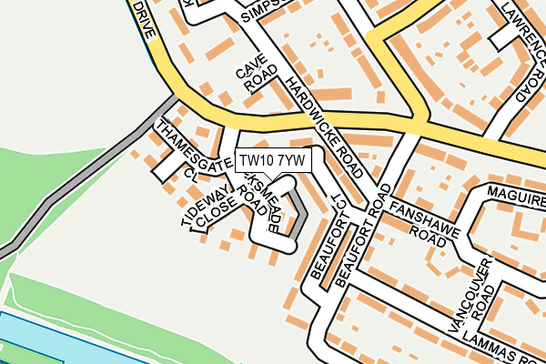 TW10 7YW map - OS OpenMap – Local (Ordnance Survey)