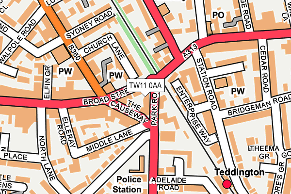 TW11 0AA map - OS OpenMap – Local (Ordnance Survey)