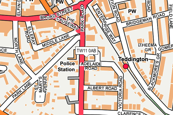 TW11 0AB map - OS OpenMap – Local (Ordnance Survey)