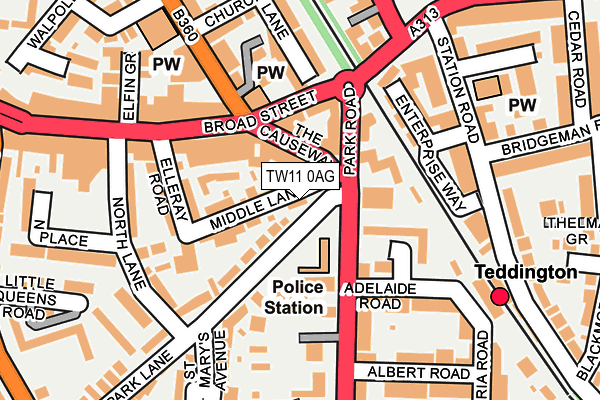 TW11 0AG map - OS OpenMap – Local (Ordnance Survey)