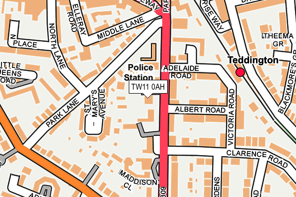 TW11 0AH map - OS OpenMap – Local (Ordnance Survey)