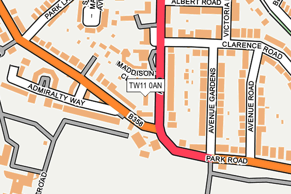 TW11 0AN map - OS OpenMap – Local (Ordnance Survey)