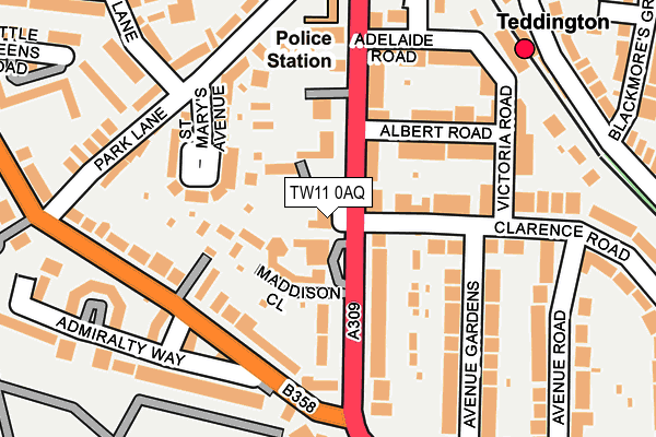 TW11 0AQ map - OS OpenMap – Local (Ordnance Survey)