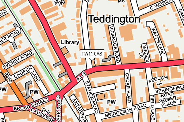 TW11 0AS map - OS OpenMap – Local (Ordnance Survey)