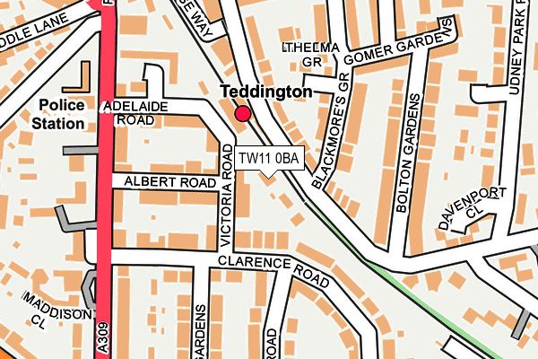 TW11 0BA map - OS OpenMap – Local (Ordnance Survey)