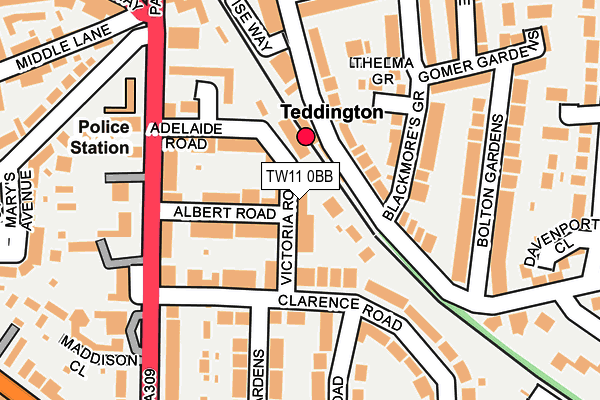 TW11 0BB map - OS OpenMap – Local (Ordnance Survey)