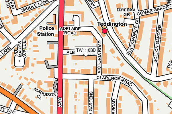 TW11 0BD map - OS OpenMap – Local (Ordnance Survey)