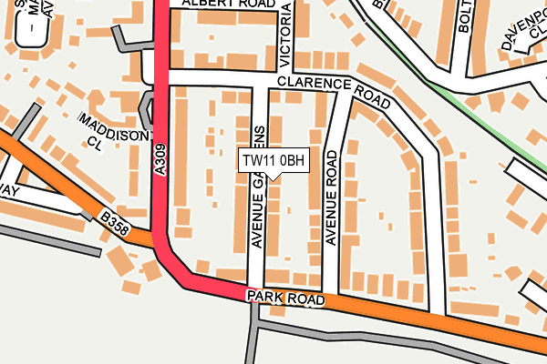 TW11 0BH map - OS OpenMap – Local (Ordnance Survey)