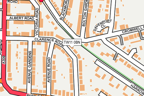 TW11 0BN map - OS OpenMap – Local (Ordnance Survey)