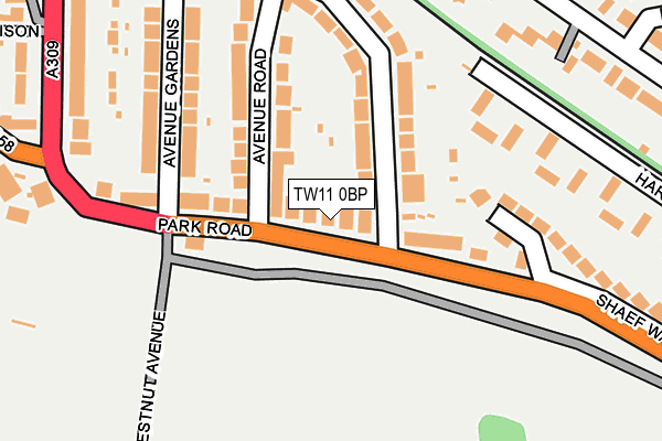 TW11 0BP map - OS OpenMap – Local (Ordnance Survey)