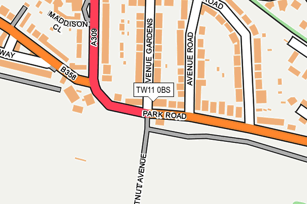 TW11 0BS map - OS OpenMap – Local (Ordnance Survey)