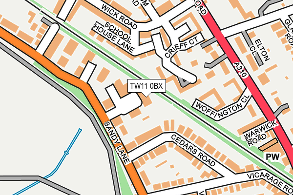 TW11 0BX map - OS OpenMap – Local (Ordnance Survey)