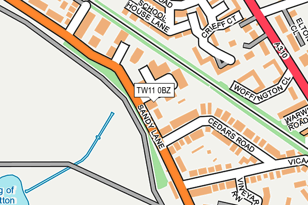 TW11 0BZ map - OS OpenMap – Local (Ordnance Survey)