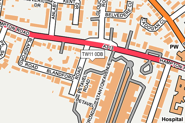 TW11 0DB map - OS OpenMap – Local (Ordnance Survey)