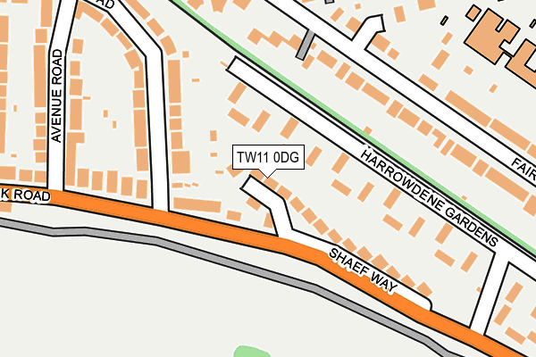 TW11 0DG map - OS OpenMap – Local (Ordnance Survey)
