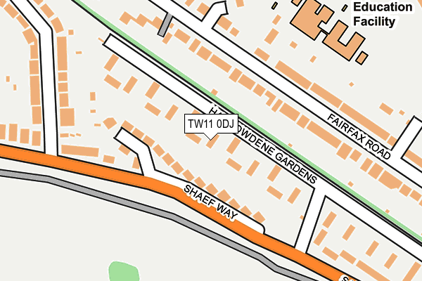 TW11 0DJ map - OS OpenMap – Local (Ordnance Survey)