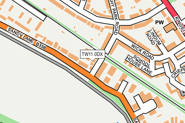 TW11 0DX map - OS OpenMap – Local (Ordnance Survey)