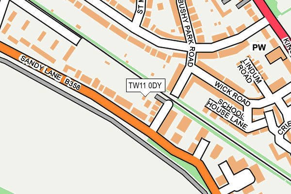 TW11 0DY map - OS OpenMap – Local (Ordnance Survey)