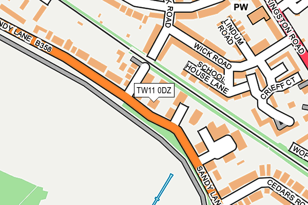 TW11 0DZ map - OS OpenMap – Local (Ordnance Survey)
