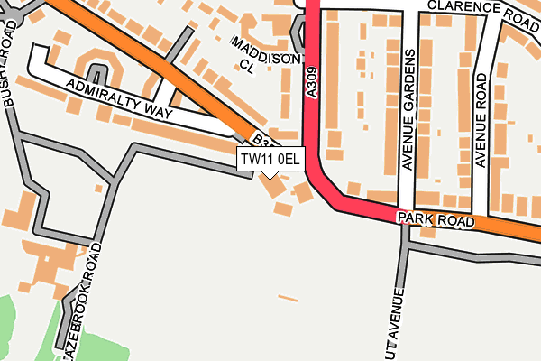 TW11 0EL map - OS OpenMap – Local (Ordnance Survey)