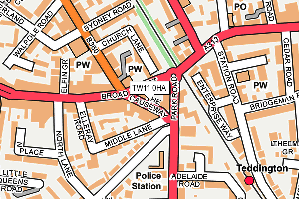 TW11 0HA map - OS OpenMap – Local (Ordnance Survey)